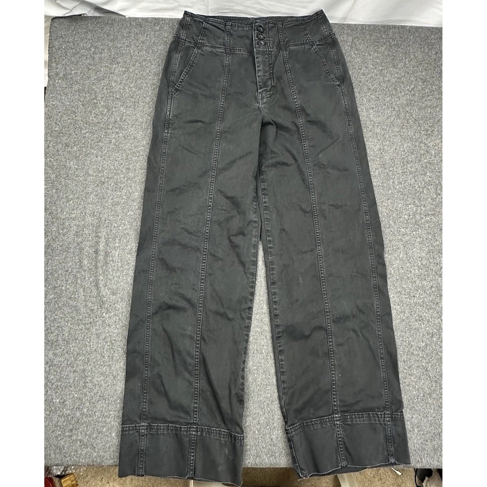 Pilcro Anthropologie Wide Leg Pants Black Tall 28T Utility